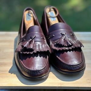 Ferragamo Men's Kiltie Tassel Loafers Italian Leather Burgundy 10.5 Cordovan